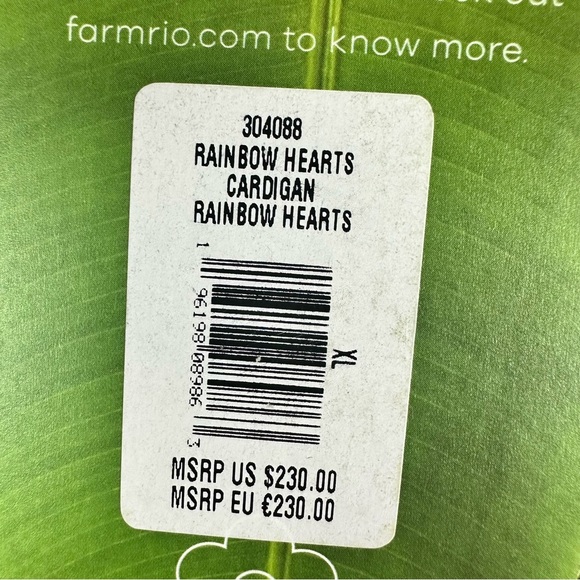 NWT Farm Rio Belted Jacquard-knit Cardigan/Coat In Rainbow Hearts sz XL - Picture 7 of 9